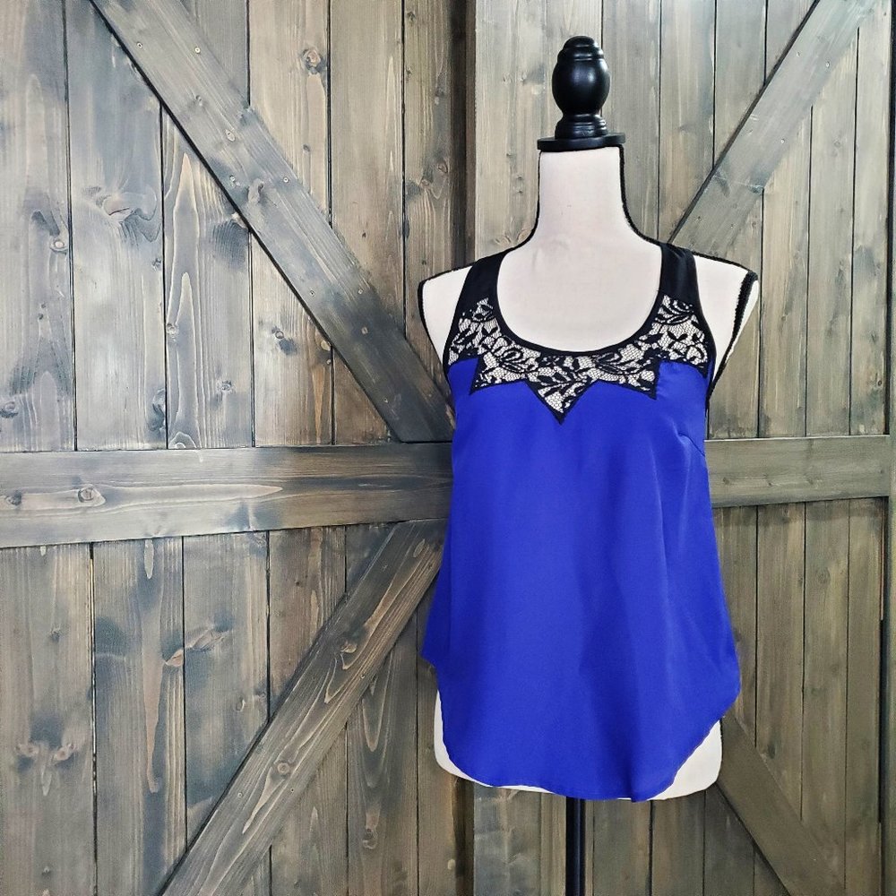LUSH Blue Racer Back Blouse